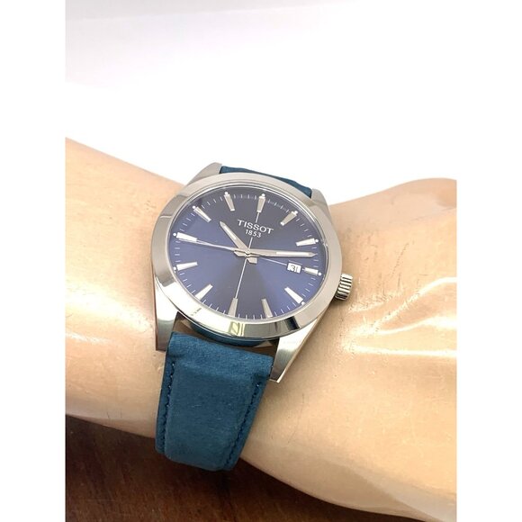 Tissot Men's Watch Swiss Quartz Blue Dial Date 40mm Leather Strap T127410A - Picture 6 of 15